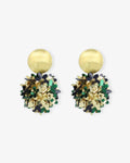 Daisy Sequin Flower Globe M Emerald - Earrings - 18ct Gold-Plated Daisy Sequin Flower Globe M Emerald - Earrings - 18ct Gold-Plated