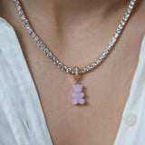 Lavender Nostalgia Bear – Necklace Pendants – 925 Silver–Plated