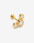 Crystal Circles Piercing – Stud Earrings – 18ct Gold-Plated