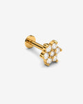 Crystal Flower Piercing – Stud Earrings – 18ct Gold-Plated