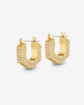 The Pave Hex Bolt Huggies – Hoops – Gold-Plated