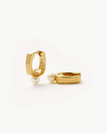 Button Pearl Square Small – Hoop Earrings – 18ct Gold-Plated