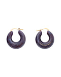 Circlet Earring blue jeans marble - Hoop Earrings - Gold-Plated