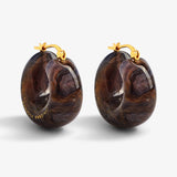 Circlet Earring blue jeans marble - Hoop Earrings - Gold-Plated