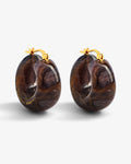 Circlet Earring blue jeans marble - Creolen - gelb vergoldet