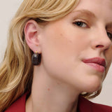 Circlet Earring blue jeans marble - Hoop Earrings - Gold-Plated