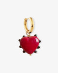 Milagros Heart Single Red - Creolen - 18kt vergoldet