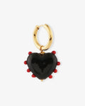 Milagros Heart Single Black & Red - Creolen - 18kt vergoldet