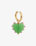 Milagros Heart Single Jade Green - Creolen - 18kt vergoldet
