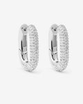 Halo Pave - Hoop Earrings - Silver-Plated