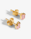 Double Baguette Studs Rose – Stud Earrings – 18ct Gold-Plated