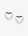 Puffy Heart Mini – Stud Earrings – Silver