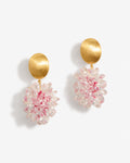 Sam - Paillettes de cristal ovales épaisses - Rose sucre – boucles d'oreilles – plaqué or 18 carats