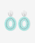 Noa Open Oval Double L - Aquamarine – Earrings – 18ct Gold–Plated