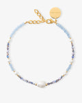 Shore Necklace Blue - Halsketten - gelb vergoldet