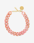 Big Flat Chain Necklace Peach marble – Necklaces – Gold-Plated