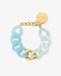 Flat Chain Bracelet Two Color with Gold Cloud Marble Opaline Blue -Bracelets - Gold-Plated