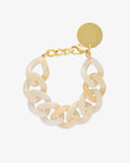 Flat Chain Bracelet Pearl Marble - Bracelets - Gold- Plated