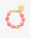 Organic Pearl Bracelet with Gold Watermelon Marble - Bracelets - Gold-Plated