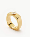 Button Pearl Square – Ringe – 18kt vergoldet