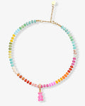 Tropical Nostalgia Bear Necklace Pink - Necklaces - 18ct Gold-Plated